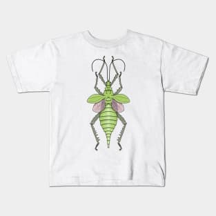 Female pink green stick insect (heteropteryx dilatata) Kids T-Shirt